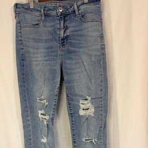 American Eagle High-Rise Jegging Cropped Ripped Distressed Women's 12 Long
